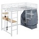 preview thumbnail 4 of 38, Functional Fabric Wardrobe Loft Bed with Metal Frame, Integrated Desk, Power Outlet & LED Light, Twin Size