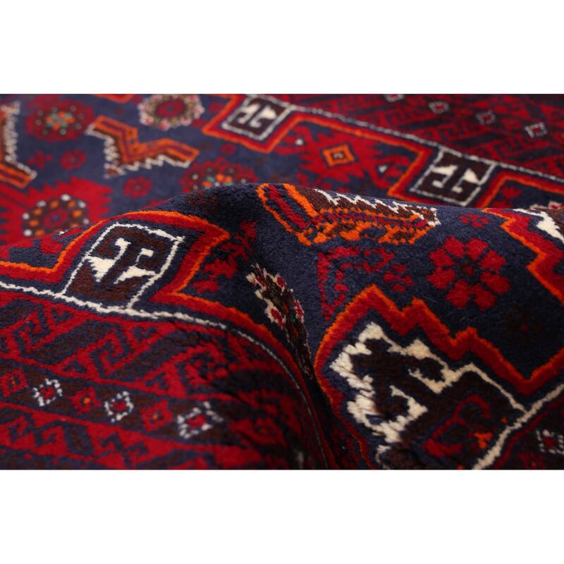 ECARPETGALLERY Hand-knotted Teimani Dark Navy, Red Wool Rug - 3'3 x 6'1