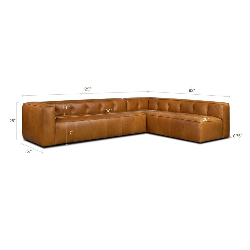 Poly & Bark Capa Genuine Leather Reversible Corner Sectional Sofa