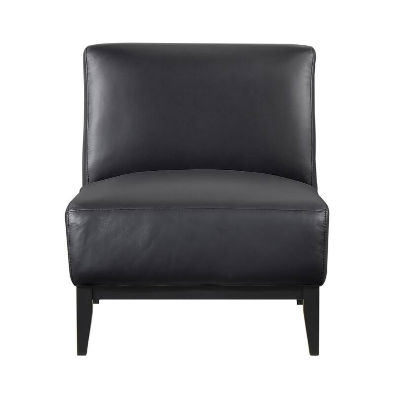 Hayes 28.5" Leather Accent Chair - Black Finish Solid Wood Legs