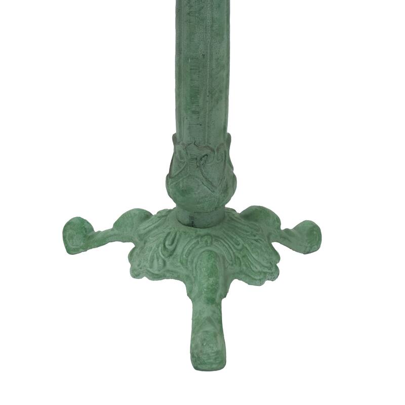 Autumnal Leaf Metal Bird Bath - Green Patina - 11.75 in