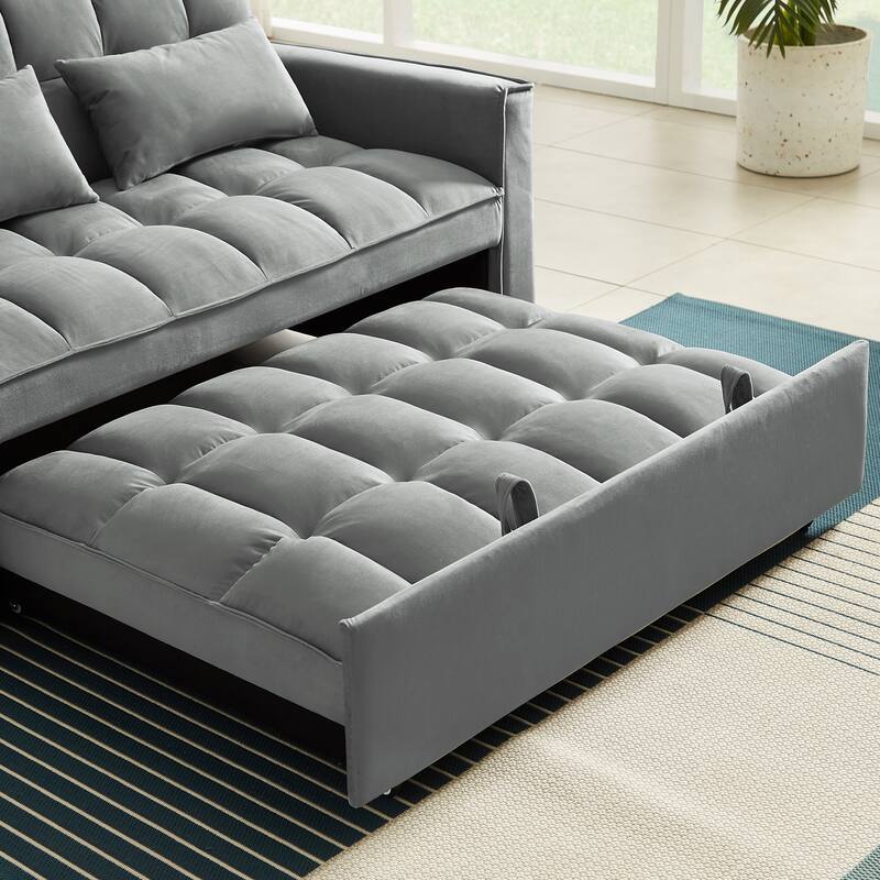 Modern Velvet Convertible Loveseat Sleeper Sofa Couch with Adjustable Backrest
