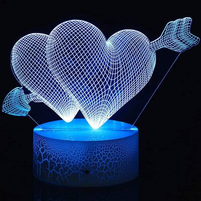 3D Love Cupid Lamp Romantic Love Valentines Light 16 Colors Change - Standard