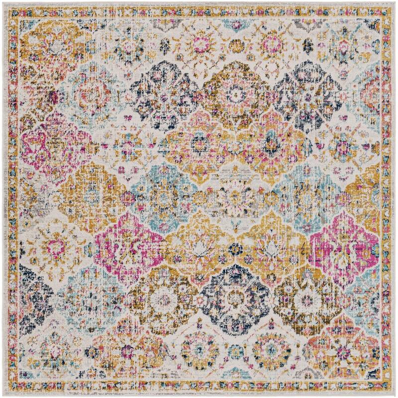 Livabliss Harput Transitional Medallion Area Rug - Multi-Color - 6'7" x 6'7" Square