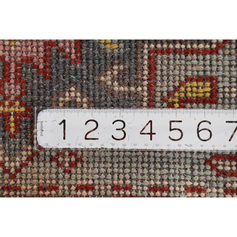 Hand Knotted Oriental 100% Wool Carpet Transitional Geometric Navy Blue & Blues Khotan Runner Rug - 10' 0'' X 2' 5''