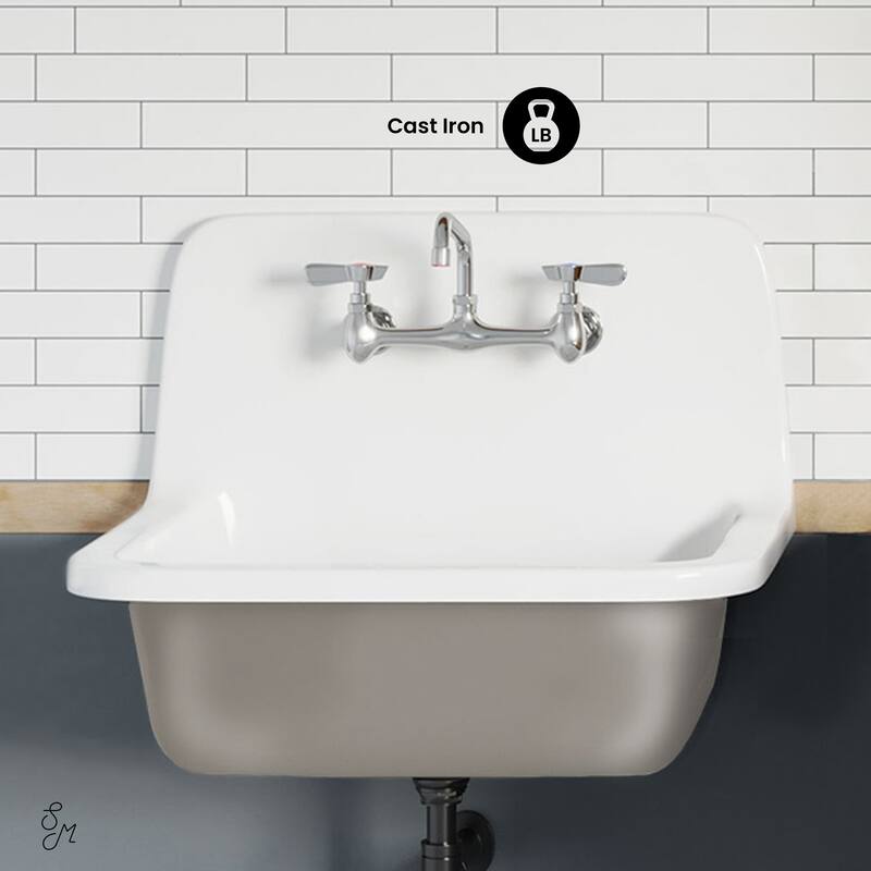 Loire 22" Cast Iron Rectangle Wall-Mounted Sink In Glossy Taupe - 22