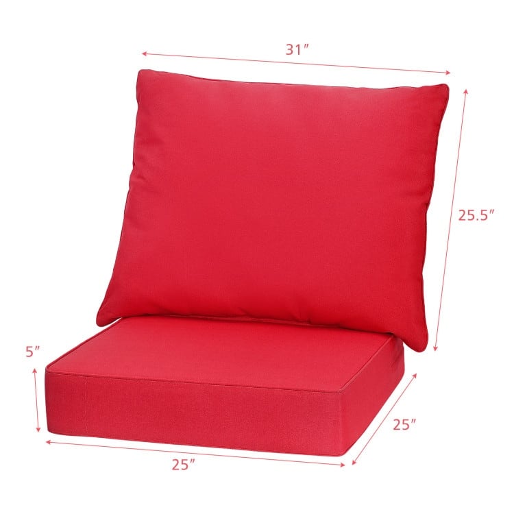 Deep Seat Chair Cushions with Backrest and Tie Belts for Patio or Home - 25" x 25" x 6"
