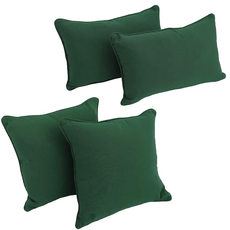 Delaney Twill 4-Piece Lumbar/Throw Pillow Set - Forest Green