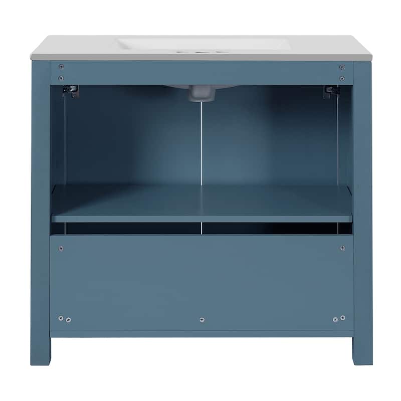 36 " Bathroom Vanity Organizer with Ceramic Sink,Set Storage Cabinet