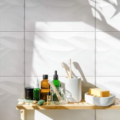 Merola Tile More Natur Glossy White 9-7/8" x 15-3/4" Ceramic Wall Tile