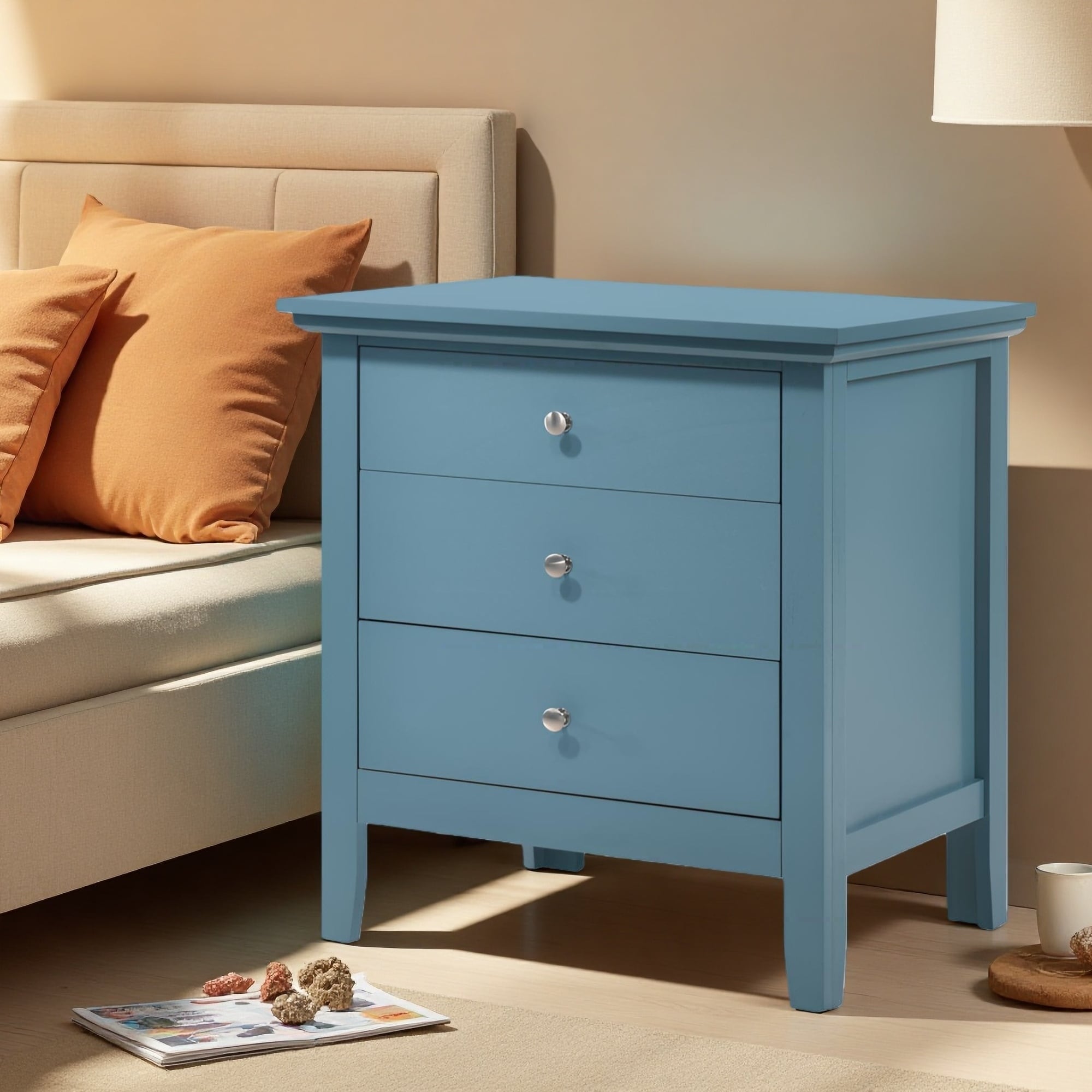 24"L Casual Storage Nightstand with Convenient Drawer and No Assembly Required