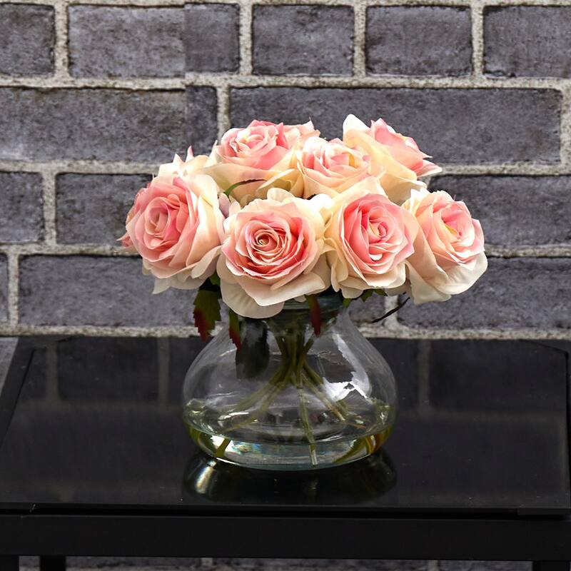 Victorian Flower Arrangement with Vase - Home Decor Centerpiece - Artificial Flowers for Table - 11