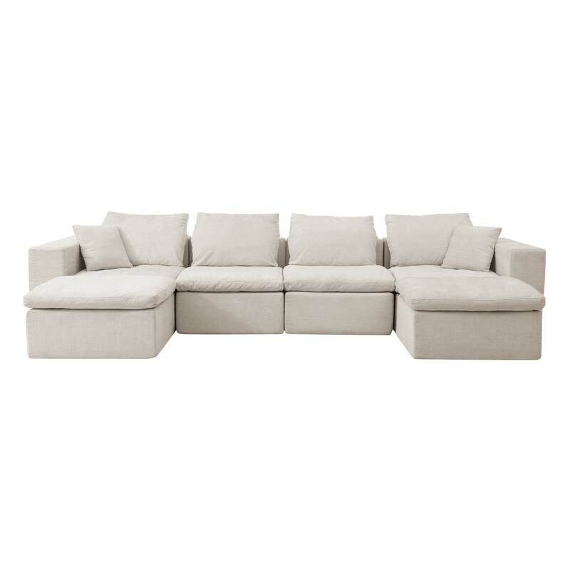142"/143" Cloud Sectional Sofa,U-Shaped,Deep Seat,No Assembly Needed