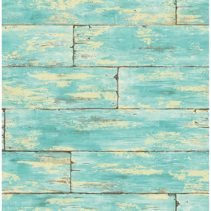 Kenneth James Shipwreck Aquamarine Wood Wallpaper - 20.5in x 396in x 0.025in