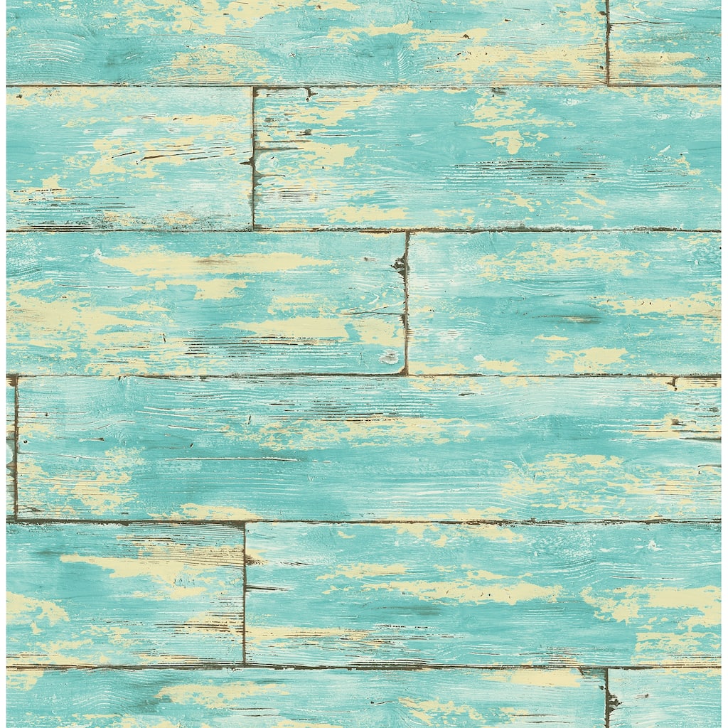 Kenneth James Shipwreck Aquamarine Wood Wallpaper - 20.5in x 396in x 0.025in