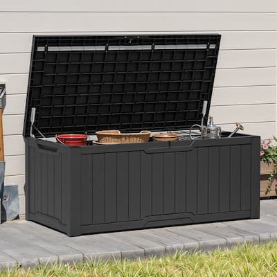 120 Gallons Large Resin Water Resistant Lockable Deck Box
