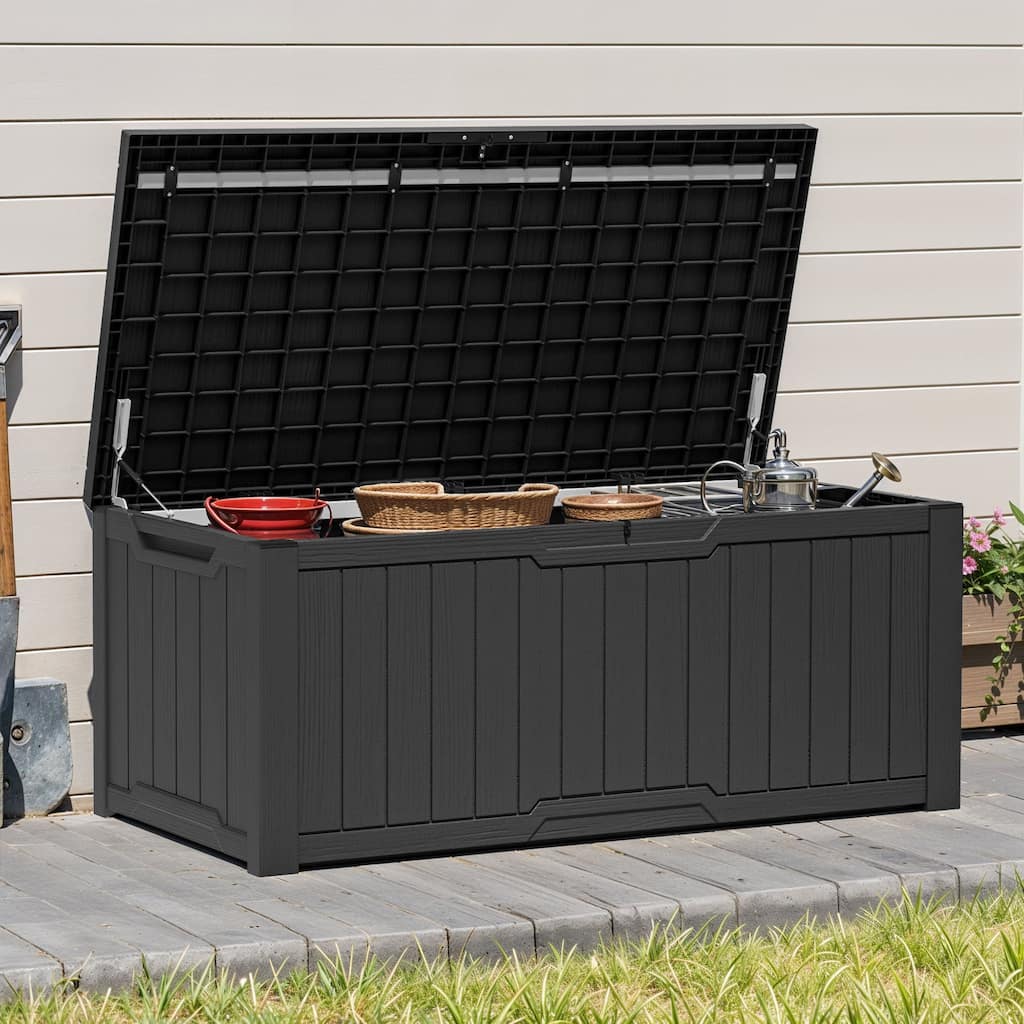 120 Gallons Large Resin Water Resistant Lockable Deck Box