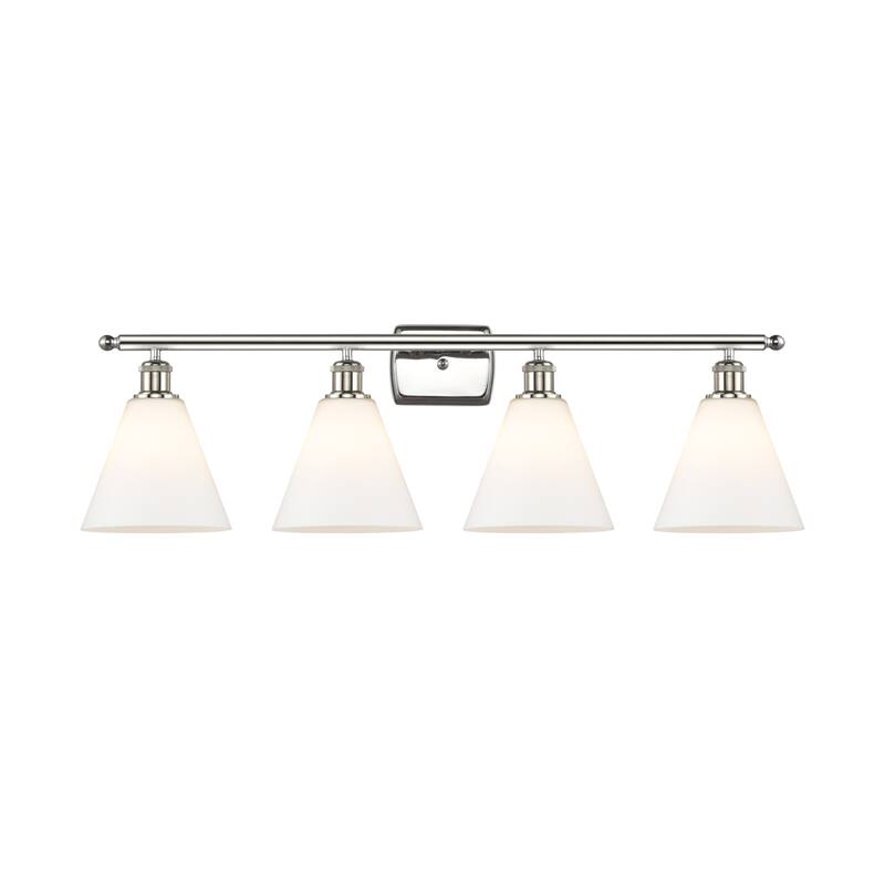 Innovations Lighting 516-4W-12-38 Berkshire Vanity Berkshire 4 Light - Polished Nickel / Matte White
