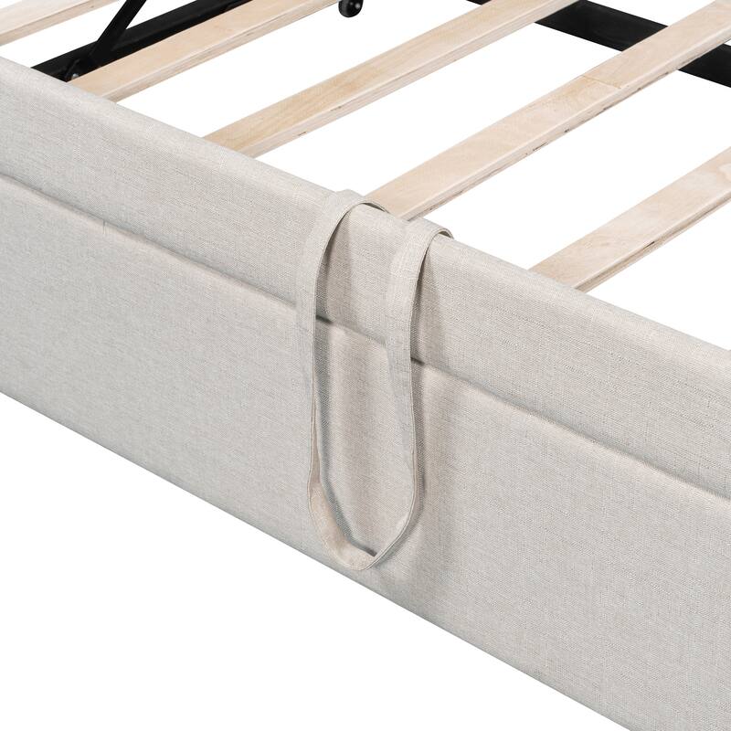 Twin Size Upholstered Daybed with Pop-Up Trundle & USB Charging Ports