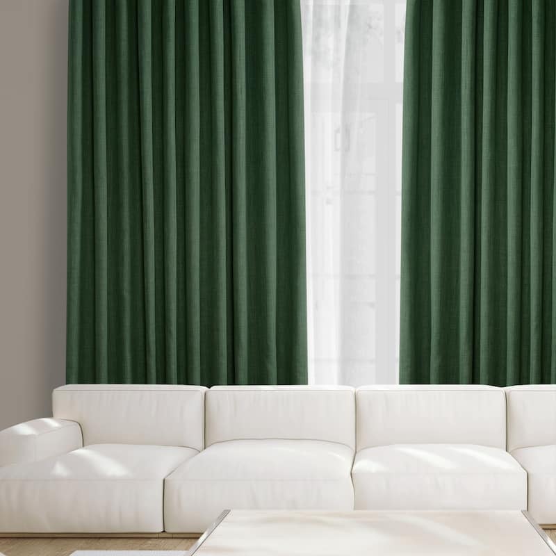 Exclusive Fabrics Faux Linen Extra Wide Room Darkening Curtains Panel - Versatile Privacy Drapery for Wide Windows (1 Panel)