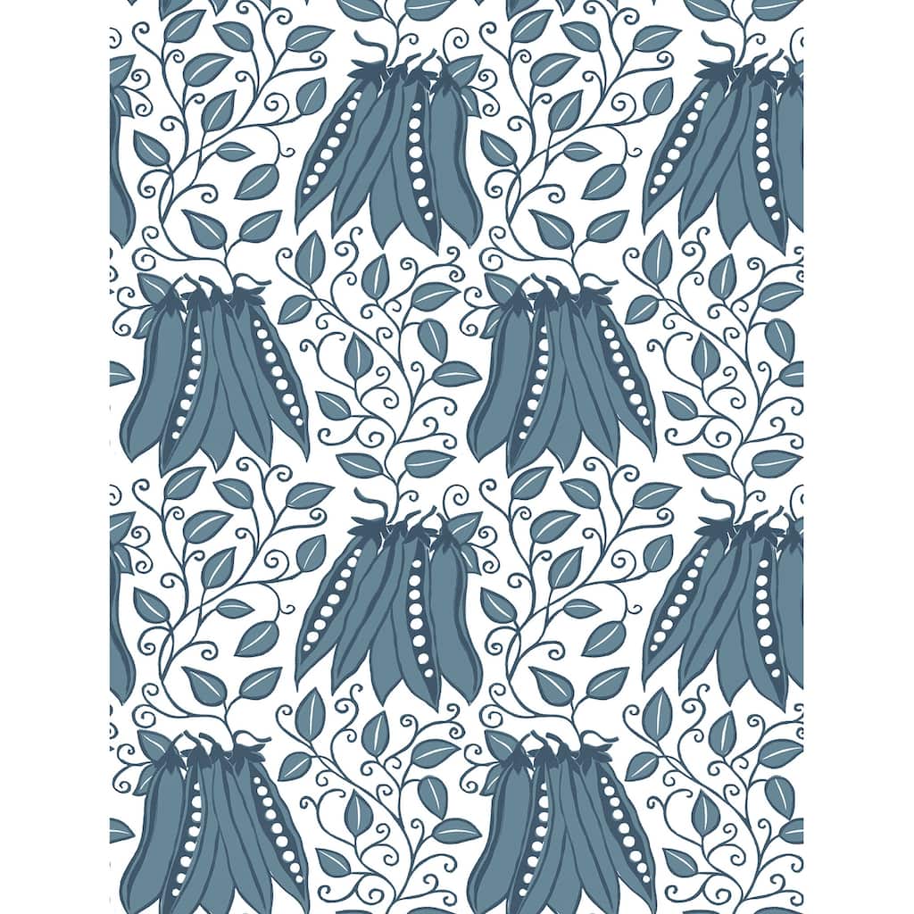A-Street Prints Peas in a Pod Teal Garden Wallpaper