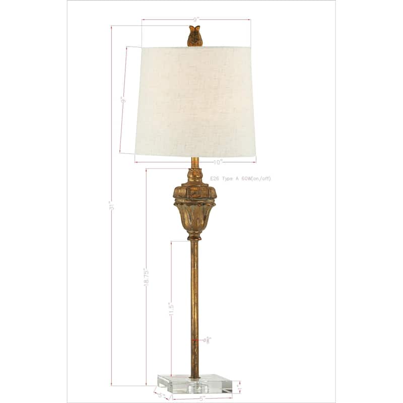 Stephanie 31" Buffet Lamps with Linen Shade, Antique Gold (Set of 2)