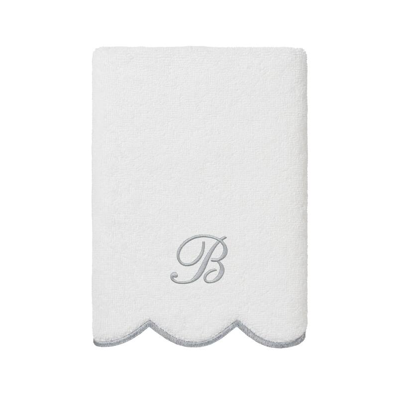 Authentic Hotel and Spa 100% Turkish Cotton Grey ADORNIA Scallop Personalized 3 Piece Towel Set - 3 Piece Set