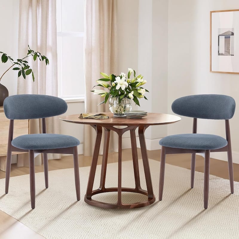 Modern Fabric Upholstered Kitchen Side Chairs, Farmhouse Dining Room Chair with Foot Pegs