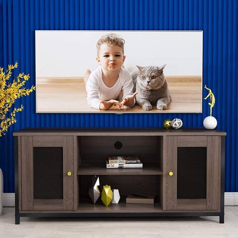 Industrial TV Stand for 45 Inches TV, TV Stand with Shelf, Cable Management,Living Room Entertainment
