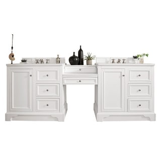 James Martin Vanities De Soto 94" Double Vanity Set with Makeup Table, Bright White