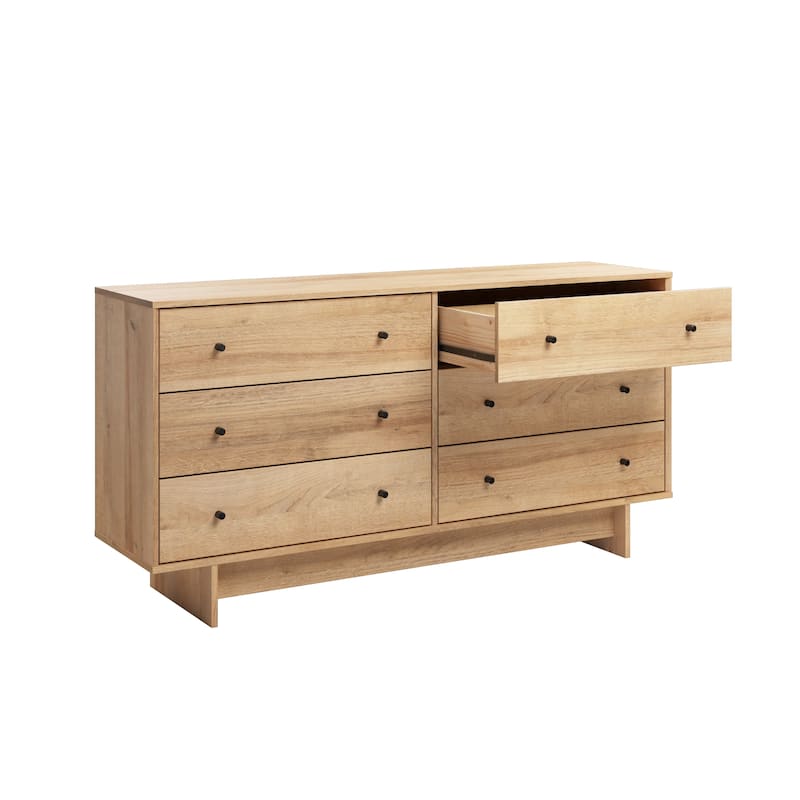 Prepac Finnley 6-Drawer 61" W Dresser, Modern Clothing Organizer for Home, Bedroom, Living Room