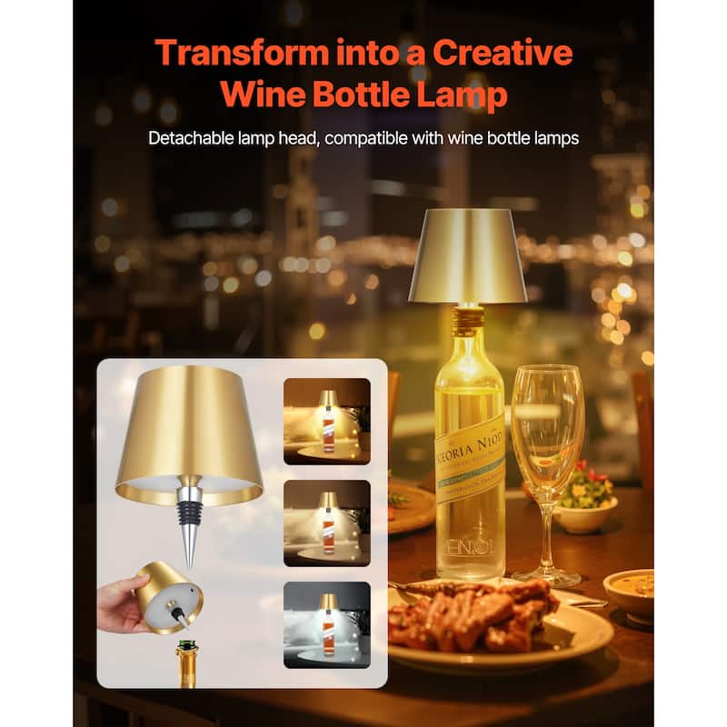 Cordless Table Lamp 2 PCS Rechargeable Battery Desk Lamp Adjustable Height Gold