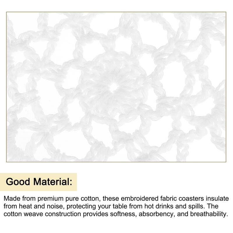 Fabric Coasters, 4pcs 6" - Cotton Woven Crochet Doilies with Floral - 150mm