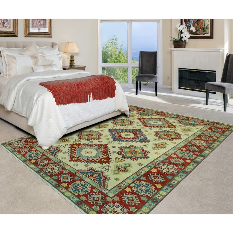 Noori Rug Kazak Clyftun Ivory/Red Rug - 6'6" x 9'6"