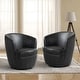 preview thumbnail 36 of 56, 2 Set Faux Leather Club Swivel Barrel Accent Chair Black
