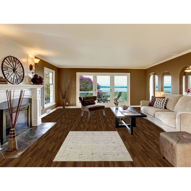 Tribal Gabbeh Area Rug Hand-Knotted Beige Modern Wool Carpet - 3'11" x 5'10"