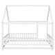 preview thumbnail 46 of 71, Floor Wooden Bed with House Roof and Fence Guardrails for Kids' Bedroom