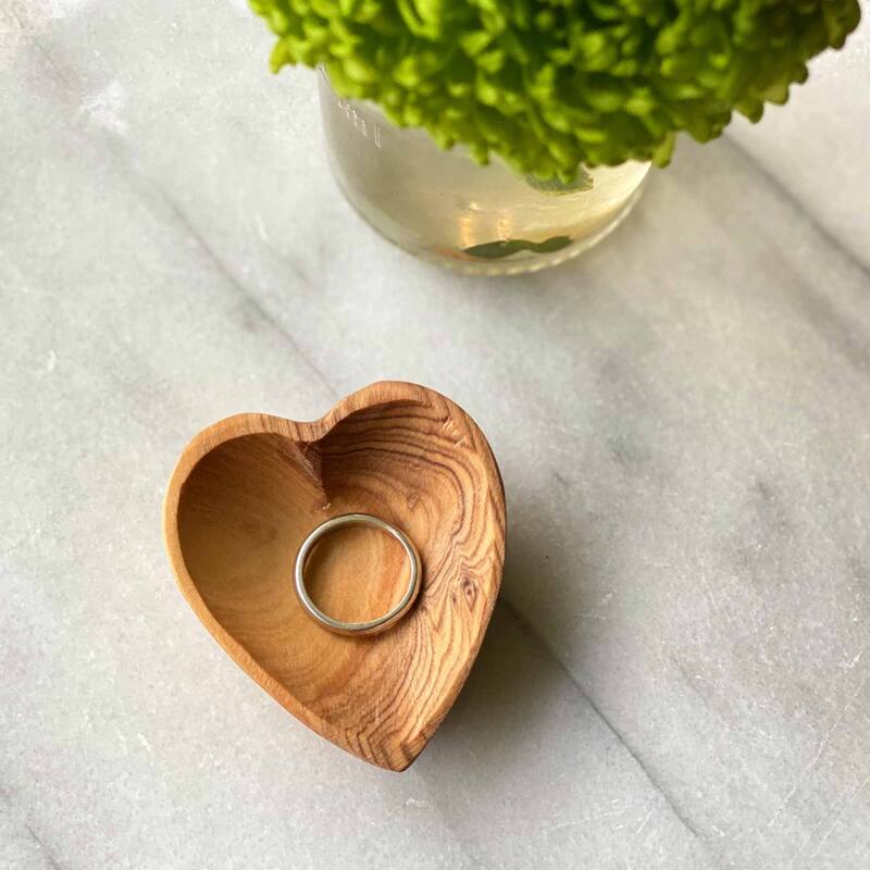 Petite Olive Wood Heart Trinket Bowls Set of 2