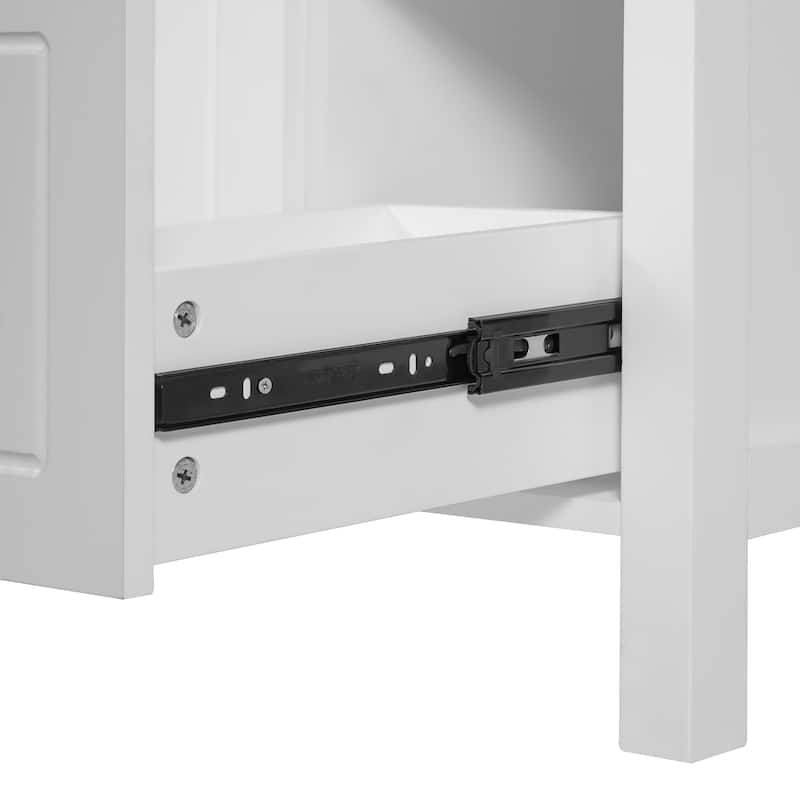 24-Inch Bathroom Vanity with Ceramic Sink, 1 Soft Close Door, 2 Soft Close Drawers, and Double Storage Racks on the Door