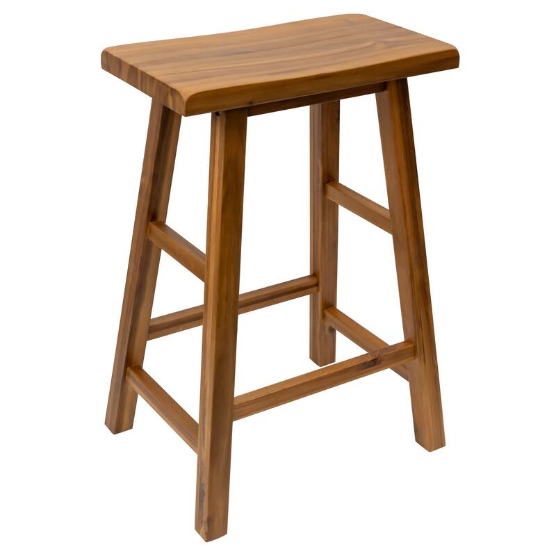 Azalea Park Set of 2 Counter Height All Wood Saddle Stools - 16.5 W x 12.6 D x 24 H"