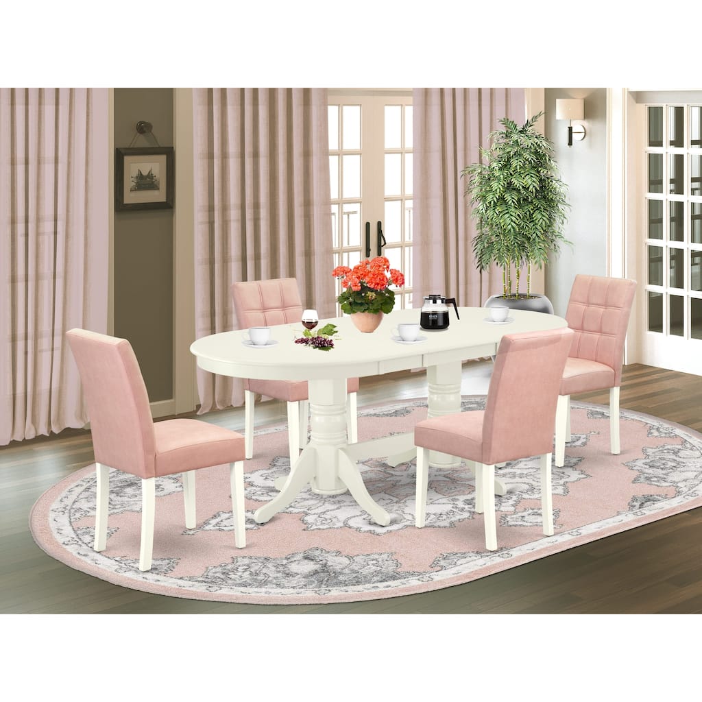 East West Furniture Dining Set Includes an Oval Dining Table and Chairs, Linen White (Pieces Options)