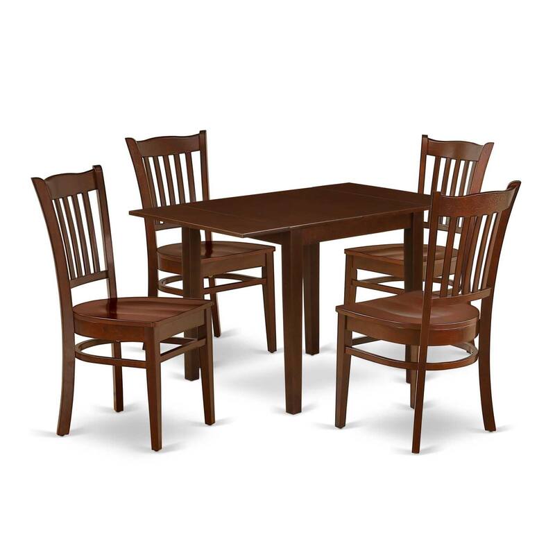 5-Piece Mahogany Finish Solid Wood Top - Dining Room Set - Seats 4