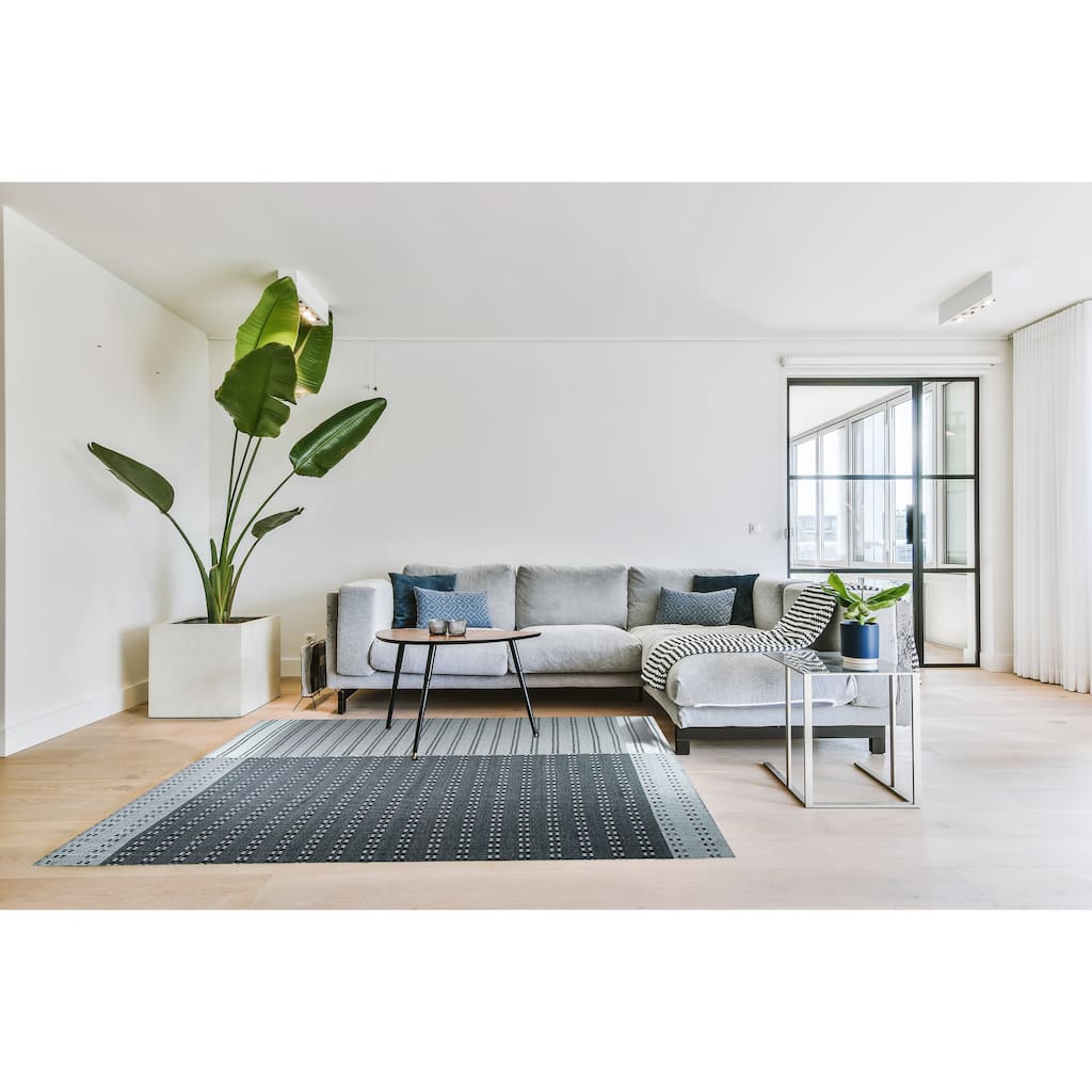 Home Decor EORC Hand-Knotted Wool and Cotton Flat Weave Rug, Charcoal Stylish and Durable Area Rug for Enhancing the Comfort