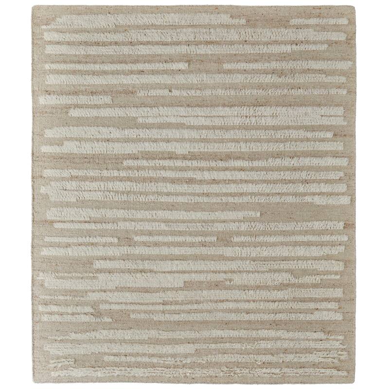 Grand Bazaar Saena Hand Woven Stripes Transitional Area Rug - 1'6" x 1'6" Square - White/Tan