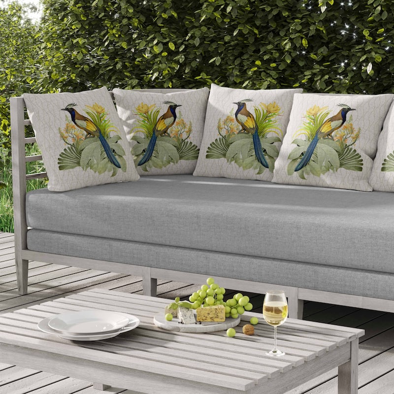 Woodland Flyers Indoor/Outdoor Reversible Throw Pillow White and Green