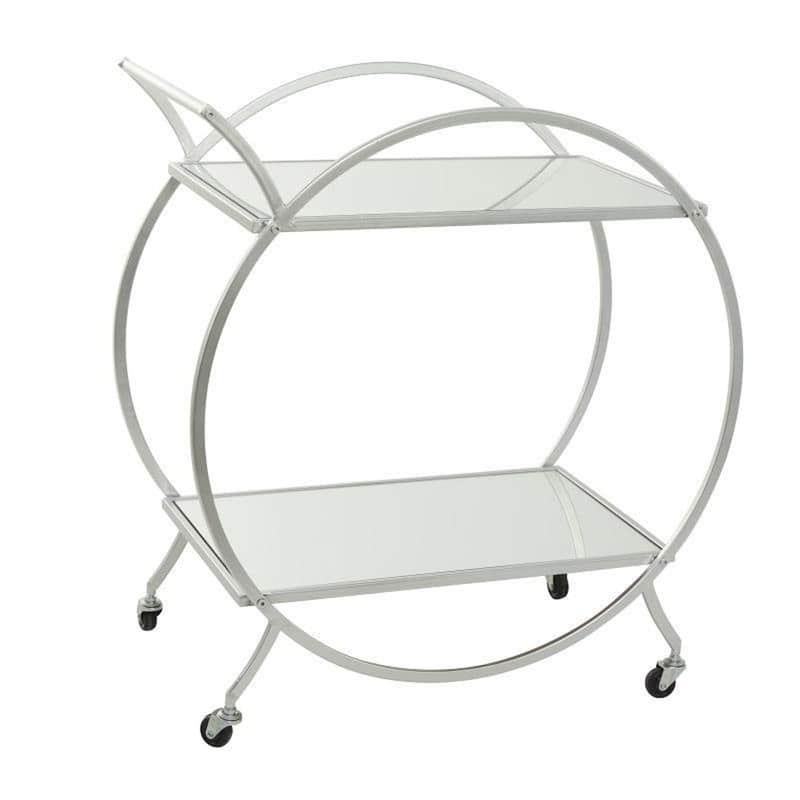 Treviso 28"W Polished Mirrored 2-Shelf Bar Cart with Handles - Silver