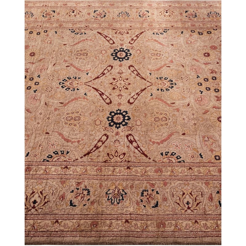 Overton Hand Knotted Wool Vintage Inspired Modern Contemporary Overdyed Beige Area Rug - 4' 1" x 6' 2"