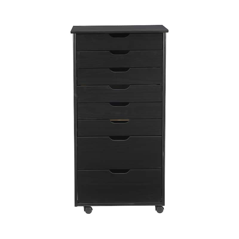 Bridgton Black Eight Drawer Rolling Storage Cart - 20.75"w x 15.38"d x 40.25"h
