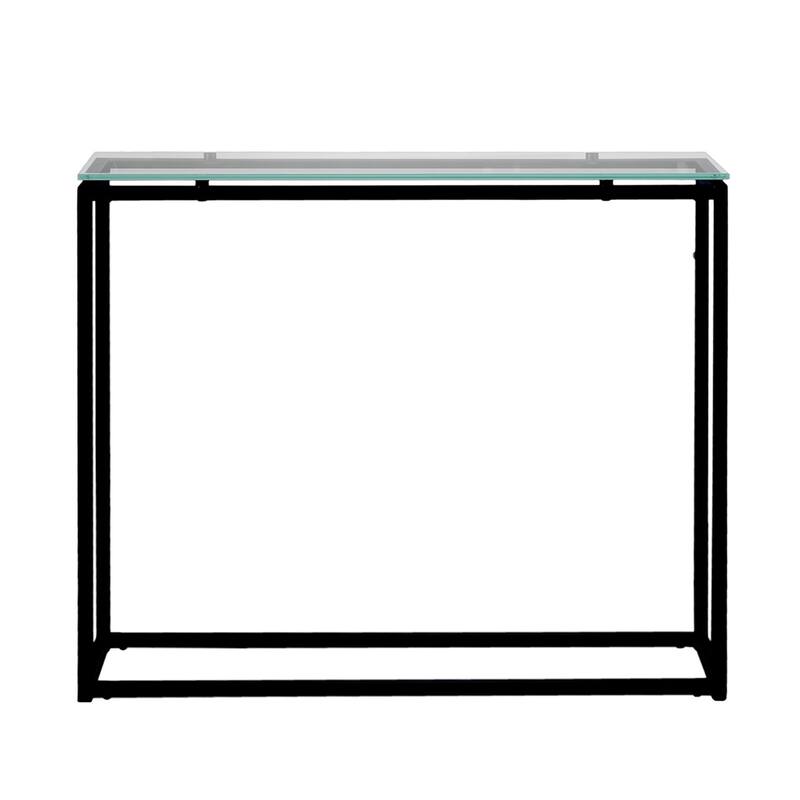 HomeRoots 36" Clear and Silver Glass Sled Console Table