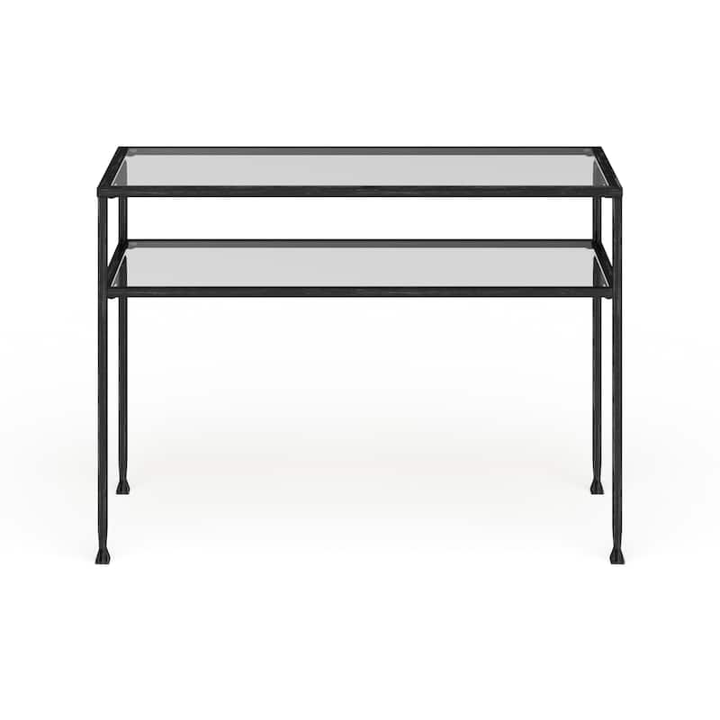 SEI Furniture Glenn Distressed Black Metal Console Table with Shelf